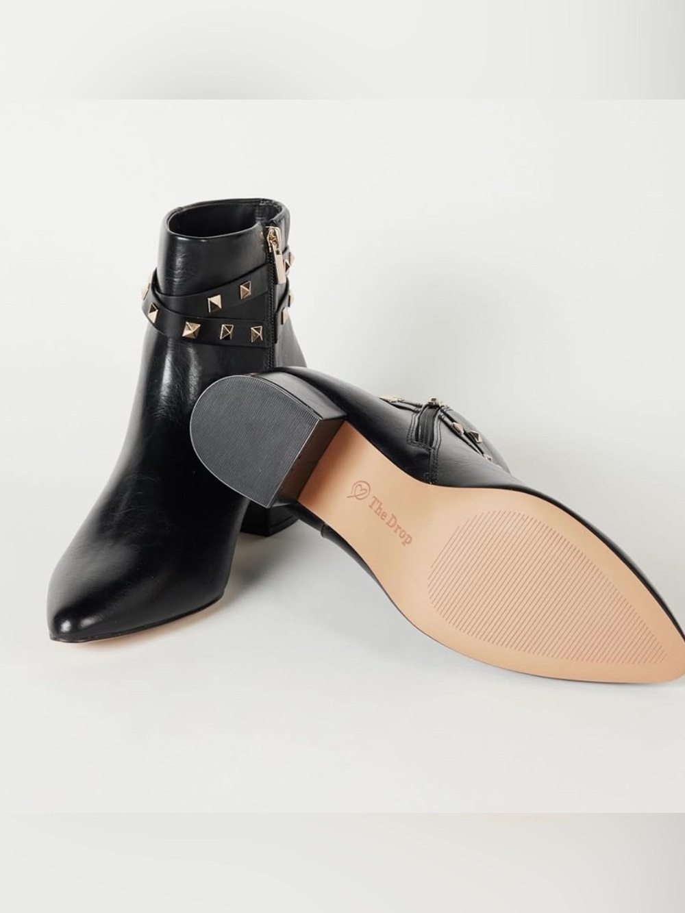 NWT & box The Drop Gold Studded Women's Jessie Black Ankle Boot, 9 1/2 - Picture 5 of 12